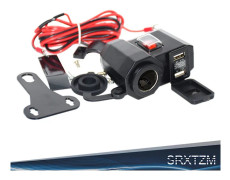 SRXTZM DC 12V Dubbel USB Billaddare Uttag LED Voltmeter Display Bil Cigarettändare Säkring Tråd för Motorcykel Universal