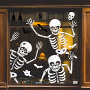 Halloween Magic, Premium PVC-fönsterdekorationer, Dekorativa Halloween-dekorationer för inomhusbruk, Läskigt skelett dubbelsidigt mönster för hemmafest