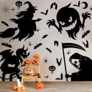 Halloween Fönsterdekorationer Läskiga Halloween Fönsterdekorationer Häxa Självhäftande Fönsterdekorationer Lämpliga för Halloween Fönsterdekorationer