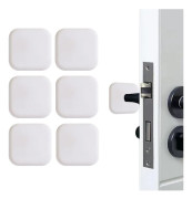 6-pack 4 cm dörrhandtagsstopp självhäftande mjuka gummibuffertar för dörr, vägg, skrivbord, toalettstol (fyrkantig, vit)