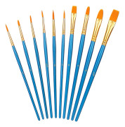 Basic Paint Brush Set, Nylon Brushes for Acrylic, Oil, Watercolor, 10 Brush Sizes-FX-