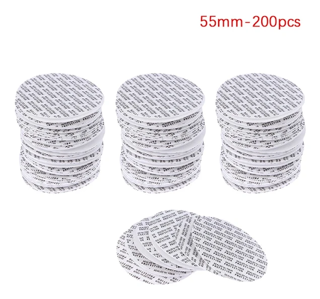 200 st Självhäftande Skum Tryckkänslig Kapsylfoder Manipuleringssäker Tätningsliner för Kosmetisk Burkflaska Kruka 20mm-82mm