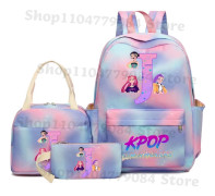 3st K-pop Demon Hunters Skolväska Pennfodral Lunchväska Set för Studenter Tecknat brev Tryckt Ryggsäck Penna Väskor Kostympresenter LMNT 293-LMNT133