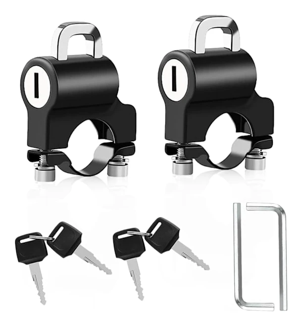 [13R]Pieces Motorcycle Helmet Lock Anti-theft Helmet Mount Motorcycle Accessories Helmet Anti-theft Lock with Keys Security Lock for 22mm Handlebar
