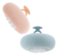 2 st Mjuka Solros Sugkopp Badboll Bad Kroppsborste Exfolierande Mesh Badsvamp Rengöring Skrubber Badsvampborste med Bekvämt Halkfritt Grepp