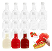 16-pack Kryddpressflaskor 500 ml, Klar Plast Salladsdressingflaskor med Lock, Sås Kryddpressflaskor för Ketchup, Oljedispenser