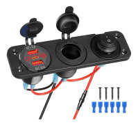 Typ C PD Billaddar Uttagspanel 12V/24V Aluminium QC3.0 Dubbel USB Snabbladdare Uttag Strömuttag för Marinbåt Motorcykel