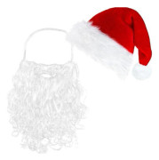 Tomte Skägg Peruk Set Långt Hår Hatt Stor Mustasch Kostym