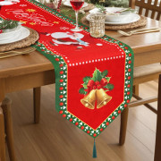Julbordslöpare Tvättbar Bordsdekoration med Tofsar Julduk Bordslöpare för Julfest 33x180 cm
