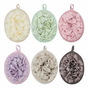 6 st Bad Dusch Puff Svamp Mesh Puff Duschboll Exfolierande Kroppssvamp Pad Skrubber Handske med Blomma Badboll (Multi-Color)