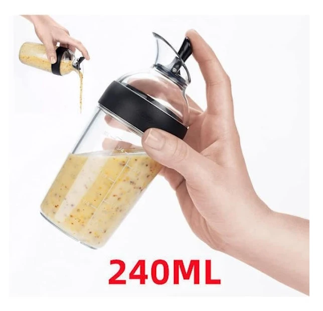 Salladsdressing Shaker, Juice Blandningsflaska, Salladsdressing Mixer, Sojasås Mixer, för Sås, Matlagning, Sirap, Olja (240ML)
