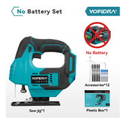 YOFIDRA Borstlös 19 mm Elektrisk Sticksåg Infraröd Laser Kurvsåg Variabel Hastighet Multifunktionsskärare För Makita 18V Batteri Stift Without Battery