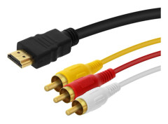 HDMI till 3x RCA Males video & ljudadapterkabel 1,5m-HD-AV994 LinQ, Svart