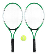 Set med 2 tennisracketar för tonåringar för träningstennis, grön