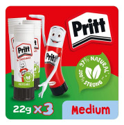 Pritt Limstift, Säkert och Barnvänligt Hobbylim för Konst och Hantverk, Starkt Lim för Skol- och Kontorsmaterial, 22g (3-pack)