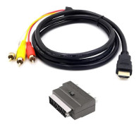 3 HDMI-kompatibla ingångsportar 1,5M hane till 3 RCA Scart ljud- och videokonverteringsadapterkabel