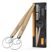 Premium Dansk Degvisp - DutchWhisk med Rostfri Stålring - Dansk Visp för Bröd, Bakverk eller Pizzadeg, 33 cm 2-pack