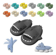 HA~Shark Cloud Tofflor, Söta Hajtofflor för Kvinnor och Män, Sommarsandaler för Pojkar och Flickor, Spa Plattforms Skor Halkfria Strand Mörkgrå 40-41