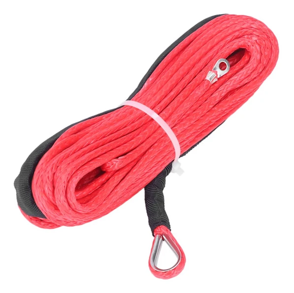Vinschvajer 4,8mmx15m Syntetisk Fiber 2500kg Brottstyrka Vattentät för ATV UTV Släpvagn Röd