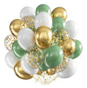 Salviagrön Ballongset, 60 Delar, 12 Tum, Guldlatex Helium för Bröllop, Födelsedag, Fest, Baby Shower Dekorationer