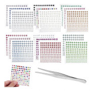 QU-17 ark med strass-stickers, självhäftande ädelstenstickers med pincett, A