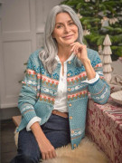 WoolOvers Dam/Dam Nordic Fair Isle Kofta med Rund Hals L M