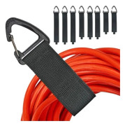 Kabelhållare och kabelorganisatör (10-pack), kardborreband, sladdhållare med karbinhake för väggmontering av kablar, sladdar, rep (2S, 4M, 4L)