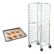 Bun-plåtställ, 20-vånings bageriställ med bromshjul, aluminiumvagn för plåtar, hastighetsställ för brödbakning. 26"L x 20,4"B x 70"H