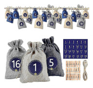 24 Adventskalender att fylla, tygpåsar Adventskalender för män kvinnor barn (FMY)