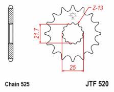 Suzuki GSX-R 600 Framdrev (JTF520 SUNF-404) - 15t-525