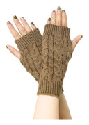 Men Women Winter Handledsvärmare Stretchig Elastisk Tumhål Stickade Fingerlösa Handskar