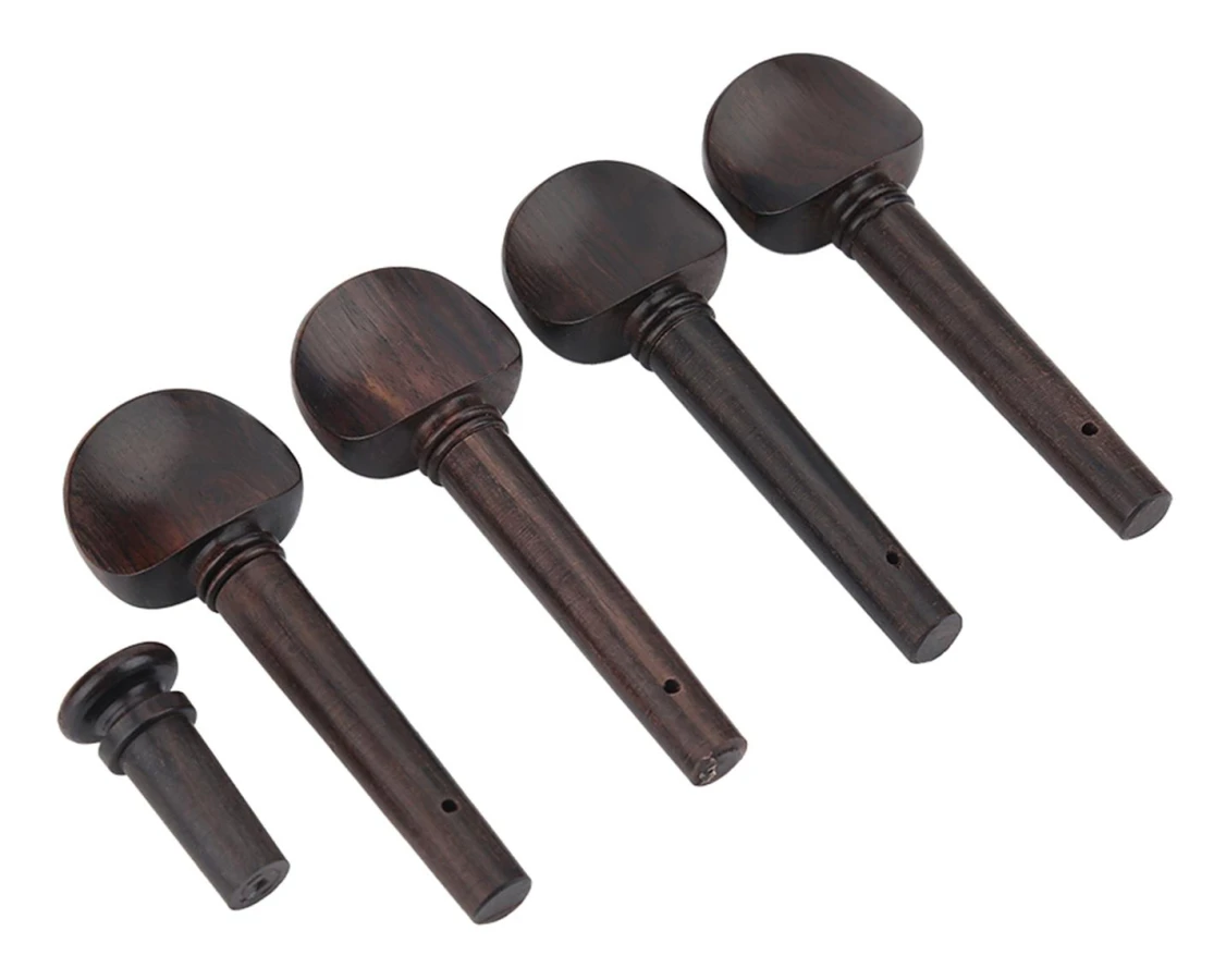 1Set Ebenholts Violin Delar 44 Beslag Hakstöd Stämstift Stall Stämare Ändpinne