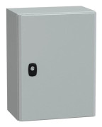 SCHNEIDER ELECTRIC Väggskåp metall S3D, 400 x 300 x 200 mm HxBxD RAL7035 med monteringsplatta, IP66, 1 dörr