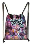 Gymväska för barn | Bekväm och praktisk K-Pop Demon Hunter Anime-inspirerad mörk design svart barnväska 12