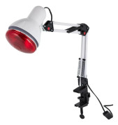 Infraröd värmelampa - Rödljus terapilampa - 150 W 220 V - Vikbar med bordsklämma - 360° Justerbar - Sladd 1,8 m - Vit