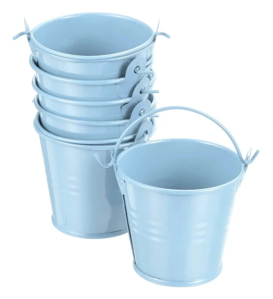2\"x2\" Liten Metallhink, 6-pack Färgglada Hinkar Söta Godis Små Dekorativa Hinkar med Handtag för Hantverk Festgåvor