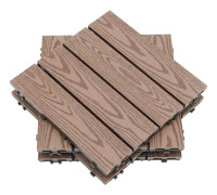 WPC terrassplattor - Klicksystem - 22-pack - 30×30 cm - 20 mm Tjocklek - Präglad trästruktur - Bärförmåga 500 kg - Mörk khaki
