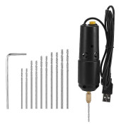 Mini Drill for Jewelry Making, Electric USB Drill Set with 10 Drills from 0.8 to 1.2mm for Resin Casting