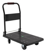 Transportvagn - Plattformsvagn - 4 Hjul - 150 kg Maxbelastning - Tysta TPR-hjul - Stålram 1,5 mm - Rektangulär - Svart
