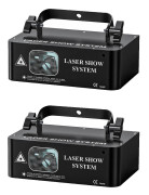 RGB Laser Linjeskanner Projektor - Scenljus - 2-pack 300 mW - DMX-512 10CH - Ljudaktiverad/Auto/Master-Slave - 90–240V EU-kontakt