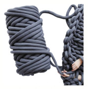 Grov Armstickningsull, Chunky Stickad Filt, 500 g, Längd ca. 25 m, Rovinggarn för Handstickning, Virkning (Mörkgrå)
