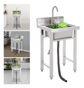 Utomhusdiskho - Enkel ho - Rostfritt stål - Kvadratisk - Med kran - 50 cm - Montering - Silver