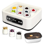 Yoghurtmaskin 1,2 l - Mini fermenteringsmaskin - Automatisk, 20 W, 240 V, Smarta portionskoppar, Yoghurt/Risvin/Natto - Vinröd