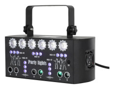 DJ discolampa - Scen- och partyljus - 21 LED + 6 laser - 15 W - Fjärrkontroll upp till 5 m - 25 Hz stroboskop - AC 100–240 V - Svart