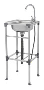 Köksdiskho - Fristående enkelho - Rostfritt stål - Med kran - Stor storlek - Max belastning 60 kg - Slangar 60/75 cm - Gul