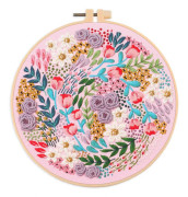 Broderikit för nybörjare och broderientusiaster - Inkluderar blomsterlandskap med tråd och nålar with hoop