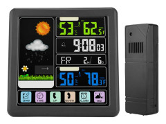 TS-3310 Trådlös väderklocka med full pekskärm Multifunktion svart