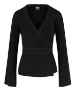 Urban Classics Dam/Damer Ribbstickad Finstickad Omlottkofta XL svart