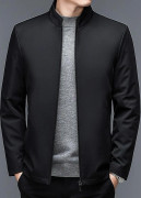 Herr Vinter Ståkrage Förtjockad Varm Medelålders och Äldre Business Casual Jacka 4XL svart