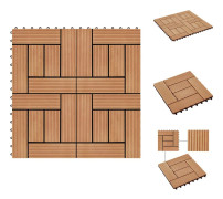 Golvbeläggning - Living Trall 11 st WPC 30x30 cm 1 kvm teakfärg